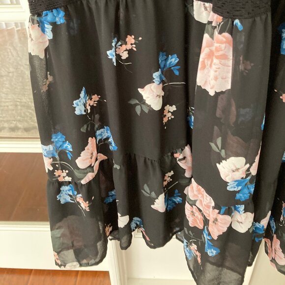 Torrid Black Pink Floral Slip Strap Ruffled Hem Maxi Dress  3 - Picture 15 of 16